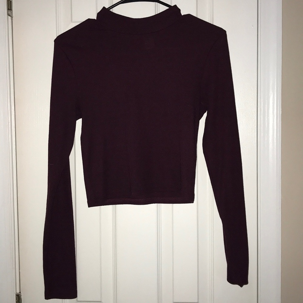 Long sleeve Burgundy Crop Top